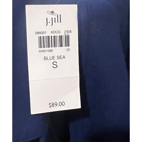 NWT J. JILL Women's 100% Cotton Tunic Top 3/4 Sleeve Button Front Blue Sea Sz S - Picture 10 of 11